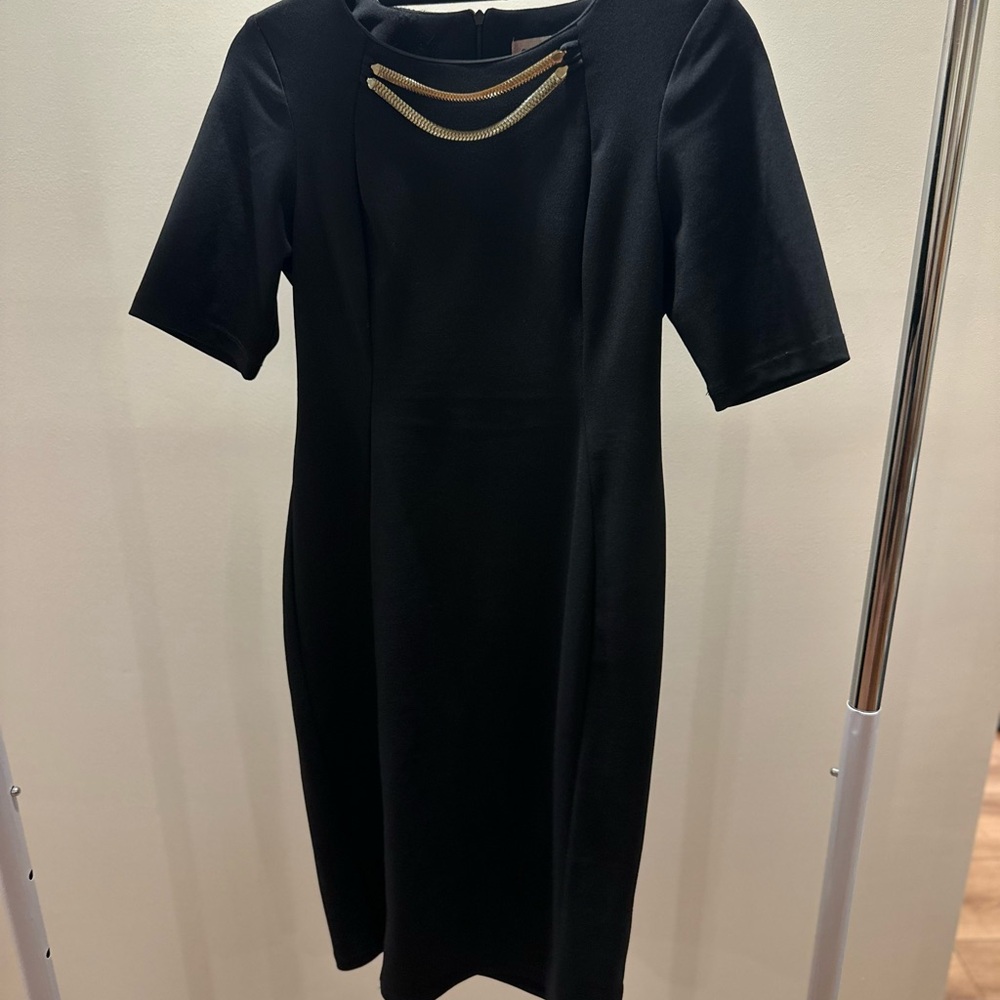 Shelby & Palmer Black Dress with Gold Chain Detail